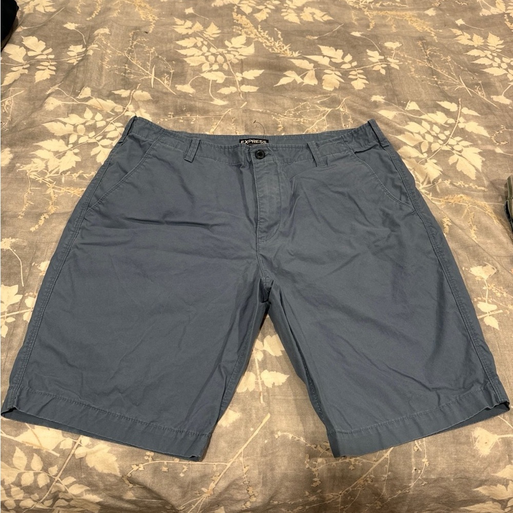Express Men's Slate Blue Flat Front Shorts
